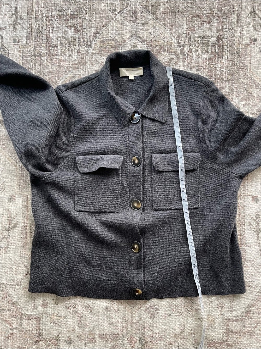 Sezane Charcoal Gray Button-Front Betty Cardigan - Picture 6 of 8